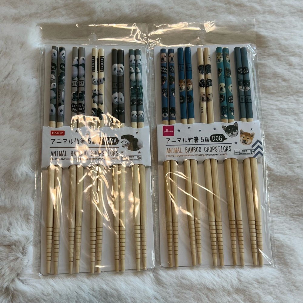 Daiso Bamboo Chopsticks with Animal Designs